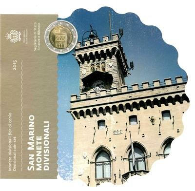 San Marino BU-set 2015 met normale 2 euromunt